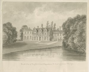 Seighford Hall：セピア色の絵 作： John Buckler