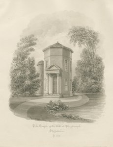 Shugborough-風の神殿：セピア画、1843 作： John Buckler