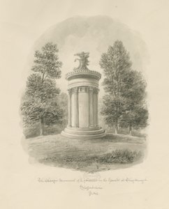 Shugborough - The Choragic Monument of Lysicrates: Sepia drawing 作： John Buckler