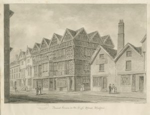スタッフォード-古代の「ハイハウス」：セピア色の絵、1841年