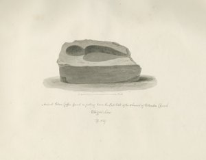 スタンドン教会：古代の石棺：セピア色の絵、1847年 作： John Buckler