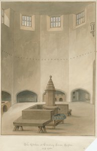 サセックス-カウドレーハウス-キッチンのインテリア、1830 作： John Buckler