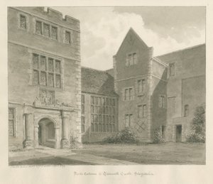 タムワース城：セピア色の絵、1849年4月 作： John Buckler