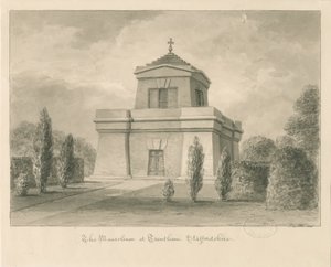 Trentham - The Mausoleum：セピア色の図面 作： John Buckler