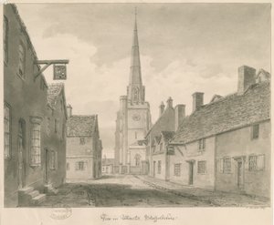Uttoxeter Town - Street View: Sepia drawing 作： John Buckler