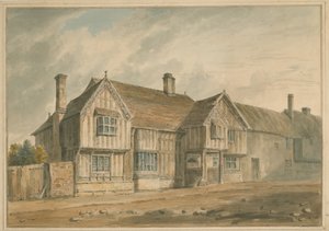 ウォリックシャー-ストラットフォード-シェークスピアの家、1826年 作： John Buckler
