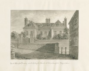 ウォルヴァーハンプトン-ディーナリーハウス：セピア画、1845年 作： John Buckler