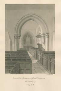 Worcestershire - Droitwich - Dodderhill Church Interior : sepia drawing 作： John Buckler