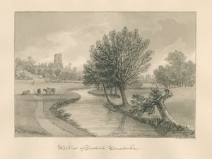 ウスターシャー-ドロイッチ-町の西側ビュー：セピア画、1833 作： John Buckler