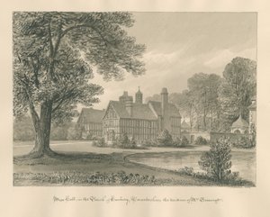 Worcestershire - Hanbury - Meer Hall: sepia drawing 作： John Buckler
