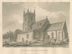 ウスターシャー-ハンベリー教会：セピア画、1833年 作： John Buckler