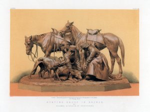 ブロンズの狩猟グループ、19世紀。 作： John Burley Waring