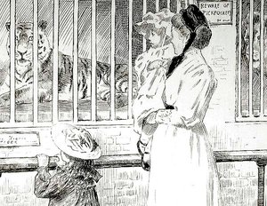 チャールズ＆メアリー・ラムの詩「囚われの野獣」のための「Belle Sauvage」（カードにペン＆インク） 作： John Byam Liston Shaw