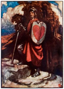 巡礼者のグレイトハート氏はこの世界から進歩し、ジョン・バニヤン（1628-1688）によって描き出されます。 作： John Byam Liston Shaw