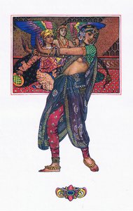 テンプルダンシングガール、カーマの庭のイラスト（およびインドの他の歌詞）、1920 作： John Byam Liston Shaw