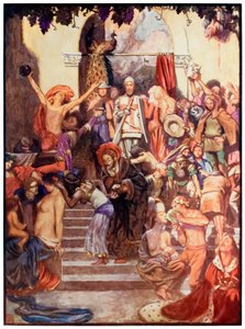巡礼者からのバニティフェアはこの世界から進歩し、ジョン・バニヤン（1628-1688）によって描写されます。 作： John Byam Liston Shaw