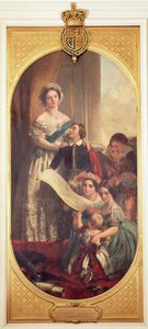 ビクトリア女王（1819-1901）、アルバートエドワード、プリンスオブウェールズ、ビクトリア、プリンセスロイヤル、およびその他のロイヤルファミリーのメンバー、1864 作： John Calcott Cope
