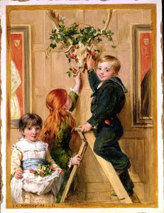 ホリーで飾る、1881 作： John Callcott Horsley