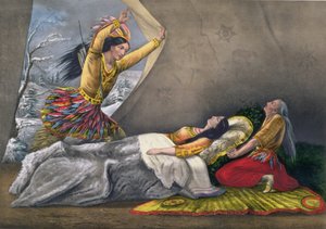 ミネハハの死、刻まれたパブ。 Currier and Ives、1867年