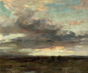 アーガイルシャー湿原、スコットランド、日没、1907 作： John Campbell Mitchell