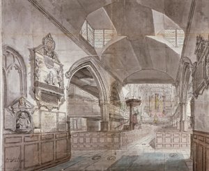Cripplegate のないセント ジャイルズ教会、ロンドン市、1781 年 作： John Carter