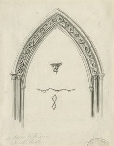 リッチフィールド大聖堂の内部-北通路のアーチ：セピア色の描画、nd [？19セント]（描画） 作： John Carter