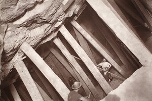 406 の上、クックのキッチン鉱山、J.C. バロウズとウィリアム トーマスによる「Mongst mines and miners, or Underground Scenes by Flash-Light」のイラスト、パブ。 1893年（セピア写真）