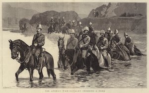 アフガン戦争、フォードを横切る騎兵 作： John Charlton