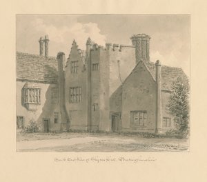 バッキンガムシャー-チェニーズホール：セピア画、1824年 作： John Chessell Buckler