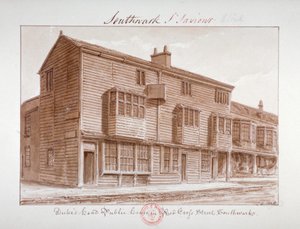 「サザークの赤十字街にあるデュークズ ヘッド パブリック ハウス」、ロンドン、1828 年 作： John Chessell Buckler
