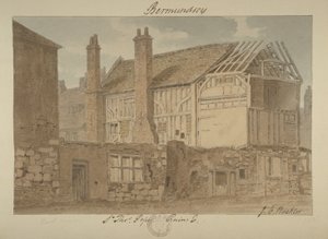 バーモンドジーハウスの廃墟の東の眺め、1838 作： John Chessell Buckler