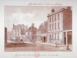 「ファルコン石炭埠頭、バンクサイド、サザーク」、ロンドン、1827 作： John Chessell Buckler
