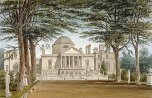 ロンドン、ハンズロー、チズウィックのチズウィック・ハウスの正面図、1822年 作： John Chessell Buckler