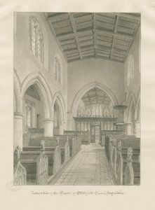 ブリスフィールド教会の内部：セピア画、1824 作： John Chessell Buckler