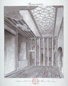 「バーモンジーにあるトマス ポープ卿の家の西翼の内部」、1808 年 作： John Chessell Buckler