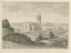 ロングポート教会-セントポールの：セピア色の描画、1841年 作： John Chessell Buckler
