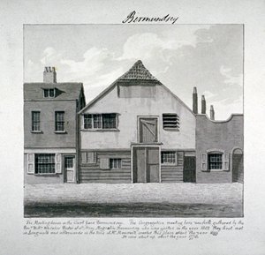 中庭にある聖マグダラのマリアの集会所、バーモンジー スクエア、ロンドン、c1828 作： John Chessell Buckler