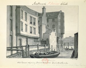 1827年、サザークのセントセイバーズドックに隣接する古い家屋。