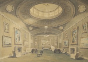 サージョンレスターのスケッチイギリスのアーティストによる写真のギャラリー、ヒルストリート、バークレースクエア、1806年（紙に鉛筆とウォッシュ） 作： John Chessell Buckler