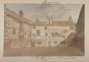 1827年のバーモンドジーハウスの遺跡の南ビュー 作： John Chessell Buckler