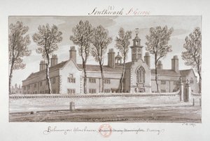 セント ピーターズ ホスピタル、サザーク、ロンドン、1827 年 作： John Chessell Buckler