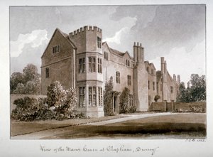 「サリー州クラパムのマナーハウスの眺め」、1823年。 作： John Chessell Buckler