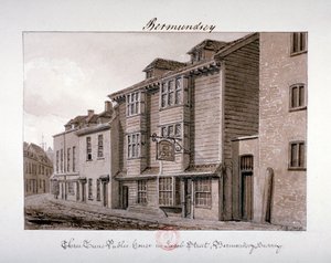 1828年、ロンドン、バーモンジー、ジェイコブ・ストリートにあるスリー・タンズ・パブの眺め 作： John Chessell Buckler