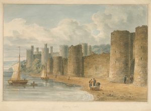 ウェールズ-カーナーヴォンシャー-コンウェイ城、1810年 作： John Chessell Buckler