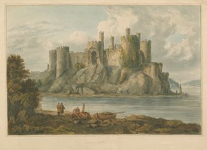 ウェールズ-カーナーヴォンシャー-コンウェイ城、1810年 作： John Chessell Buckler