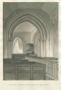 Worcestershire - Droitwich - Dodderhill Church Interior : sepia drawing 作： John Chessell Buckler