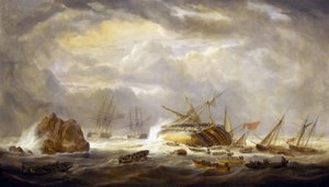 ナポレオン戦争（1803年～1815年）：「マグニフィセント」の喪失 3月25日 作： John Christian Schetky
