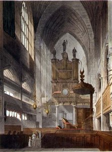 ジョン・ヒル（1770-1850）が彫刻した「Bath Illustrated by a Series of Views」から、ウィリアム・ミラーが出版したアビーの内部。 作： John Claude (after) Nattes