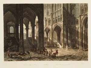 聖デニス教会のインテリア、ベルサイユ、パリ、聖デニスのイラスト、パブ。 1805（アクアチント）