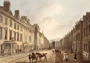 ジョン・ヒル（1770-1850）のパブによって刻まれた「一連の眺めによって示されるバス」からのミルソム通り。ウィリアム・ミラー、1805年（アクアチント）